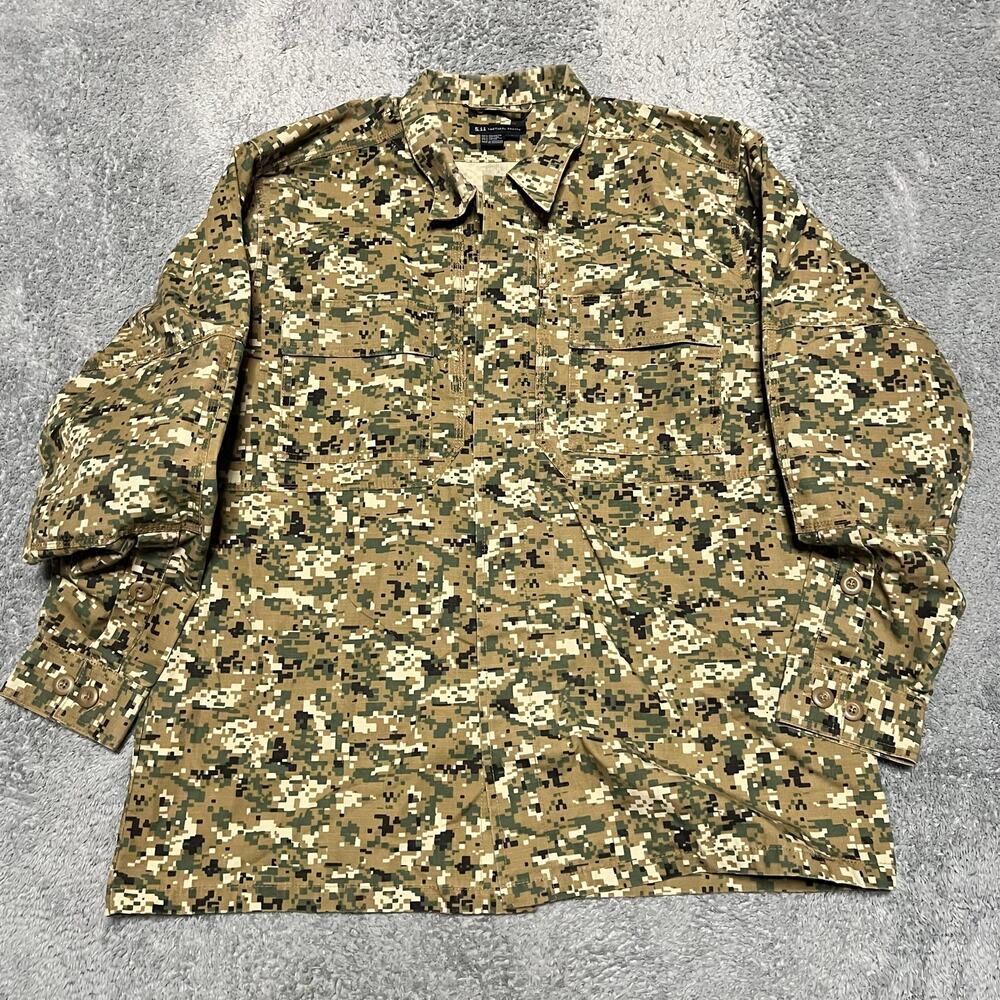 5.11 Tactical Shirt Mens Large Taclite TDU Long Sleeve Shirt 72002 Camo